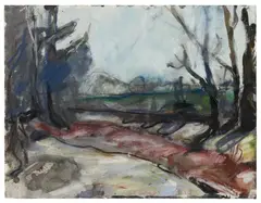 Gelting by Klaus Fußmann, Watercolour and pastel on laid paper, sold Dec 2012
