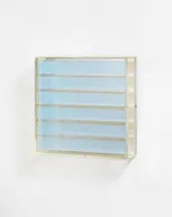 Untitled by Adolf Luther, Mirror object, 6 strip-shaped concavely arranged half-transparent mirrors each approx, sold Dec 2012