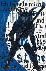 Albert Oehlen, Walt Whitman, Original colour linocut on wove card