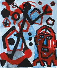 Untitled by A. R. Penck, Oil on canvas, sold Dec 2012