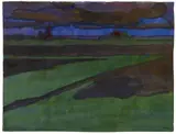 Emil Nolde, Marschlandschaft bei Utenwarf, Watercolour on thin Japan paper
