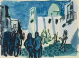 Nachtbild mit Sternenhimmel by Eduard Bargheer, Watercolour and gouache over preparatory drawing in pencil on laid paper with watermark "Bruglia", sold Dec 2012