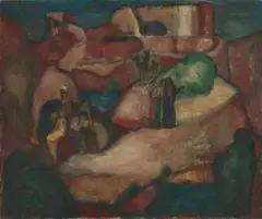 Biblische Landschaft by Josef Eberz, Oil on canvas, sold Dec 2012