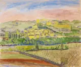 Orange by Erich Heckel, Watercolor and coloured chalks over light preliminary drawing in pencil on fine ribbed laid paper with watermark "BERGIS, sold Dec 2012