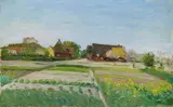 Otto Modersohn, Felder bei Fischerhude. Verso, commenced study: Fischerhuder Hofplatz