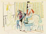 Femme nue et Roi à Cheval by Pablo Picasso, Colour lithograph on firm wove paper, sold Dec 2012