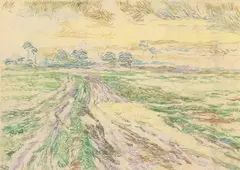 Henry van de Velde, Kalmthoutse Heide (Chemin en lisière), Coloured pastel chalk on ivory-coloured drawing paper