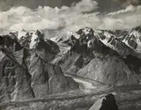Vittorio Sella, Group of the Muztagh Tower taken from the snow-covered crest of the Rdokass, Gelatin silver print, printed probably 1930s