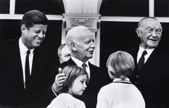 Guido Mangold, J. F. Kennedy, W. Scheel, W. Lübke, K. Adenauer, Palais Schaumburg, Ferrotyped gelatin silver print, printed later