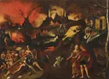 follower of Jan Mandyn, AENEAS IN THE UNDERWORLD, Oil on panel (parqueted)