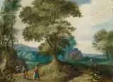 Jasper van der Lanen, WOODED LANDSCAPE WITH FIGURAL STAFFAGE, Oil on copper