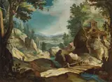 MOUNTAIN LANDSCAPE by Antwerp School, ealry 17th Century, Oil on copper, sold Nov 2012
