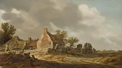 Jan van Goyen, LANDSCAPE WITH TWO CARTS, Oil on panel