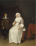 Quiringh van Brekelenkam, YOUNG WOMAN READING A LETTER, Oil on panel