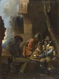 Sébastian Bourdon, SOLDIERS PLAYING CARDS, Oil on panel