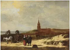 Willem Kool, COAST AT SCHEVENINGEN, Oil on panel