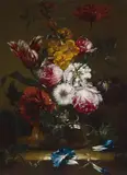 Nicolas Baudesson, ROSES, TULIPS, BINDWEED AND OTHER FLOWERS IN A VASE, Oil on canvas (relined)