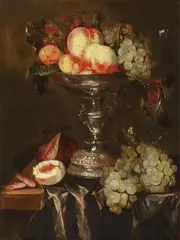 STILL LIFE WITH FRUITS IN A TAZZA by Abraham van Beijeren, Oil on panel, sold Nov 2012