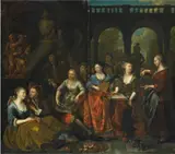 Frans Xaver Verbeeck, MERRY COMPANY, Oil on wood, mounted on hardboard