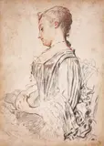 YOUNG WOMAN IN PROFILE by German or French artist 18th century, Black and red chalk on laid paper, sold Nov 2012