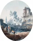 Joseph Vernet, TWO SOUTHERN MOUNTAIN LANDSCAPES WITH FIGURAL STAFFAGE