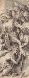 Flemish School late 16th century, THE ENTOMBMENT, Pen and black ink, mounted