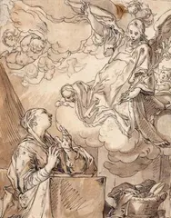 Abraham Bloemaert, THE ANNUNCIATION, Pen and brown ink and wash, mounted on laid paper