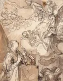 Abraham Bloemaert, THE ANNUNCIATION, Pen and brown ink and wash, mounted on laid paper