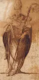 Italian School 16th century, PORTRAIT OF A BISHOP, Pen and brown ink on paper, mounted