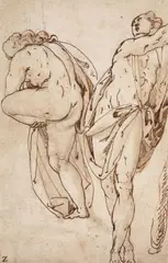 Netherlandish School, circa 1600, TWO FEMALE NUDES, Pen and brown ink on laid paper