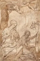 attributed to Alessandro Casolani, REST ON THE FLIGHT INTO EGYPT, Pen and brush and brown ink on laid paper