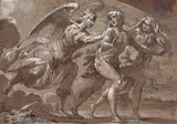 attributed to Frans Floris, THE EXPULSION FROM PARADISE, Pen and brown ink, heightened with white