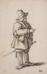 Cornelis Saftleven, TWO STUDIES OF A HUNTER, Black chalk with pen and brown ink