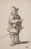 Cornelis Saftleven, TWO STUDIES OF A HUNTER, Black chalk with pen and brown ink
