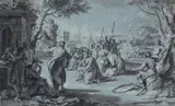 Leonaert Bramer, JONAH PREACHING IN NINEVEH, Pen and grey ink and wash on tinted paper
