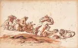 French School 17th century, THE TRIUMPH OF BACCHUS, Black ink and brown wash, mounted