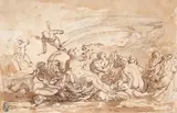 attributed to Raymond Lafage, THE TRIUMPH OF GALATEA, Pen and brown ink, mounted on laid paper