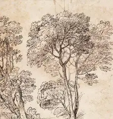 TREE STUDY by Claude Gellée, called Lorrain, in the manner of, Pen and brown ink, mounted on laid paper, sold Nov 2012