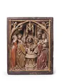Central Germany, late 15th century, A LATE 15TH CENTURY CARVED WOOD HIGH RELIEF GROUP OF THE CIRCUMCISION, PROBABLY CENTRAL GERMAN, Relief, Holz, ältere Fassung
