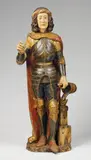 A LATE 15TH CENTURY CARVED WOOD FIGURE OF SAINT FLORIAN by Probably Franconia, late 15th century, Holz, große Reste wohl orig, sold Nov 2012