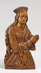 A CARVED WOOD FIGURE OF SAINT DOROTHEA, PROBABLY AUGSBURG, CIRCA 1500 by Probably Augsburg, around 1500, Relief, Holz, ein Finger verloren, sold Nov 2012