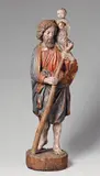 A 16TH CENTURY WOOD FIGURE OF SAINT CHRISTOPHER, PROBABLY UPPER RHINE-REGION by Probably Upper Rhine-Region, late 16th century, Holz, ältere Fassung, Stamm vermutlich ergänzt, sold Nov 2012