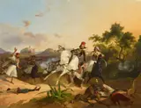 PALICARS FIGHTING - SCENES FROM THE GREEK LIBERATION by Christian Johann Georg Perlberg, Oil on canvas (relined), sold Nov 2012