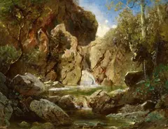 Carl Spitzweg, A WOODED COVE WITH FRESH WATER POOL, Oil on canvas (relined)
