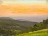 Carl Ludwig Fahrbach, HILLY LANDSCAPE (OIL SKETCH), Oil on canvas, without stretcher