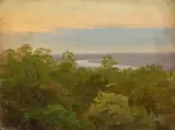 Carl Ludwig Fahrbach, RIVER LANDSCAPE (OIL SKETCH), Oil on card