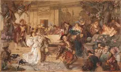 Carl Gehrts, PETRUCHIO'S WEDDING, Watercolour on paper, mounted on thin cardboard