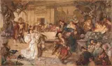 Carl Gehrts, PETRUCHIO'S WEDDING, Watercolour on paper, mounted on thin cardboard