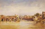 Ettore Roesler Franz, PONTE ROTO IN ROME, Watercolour on paper