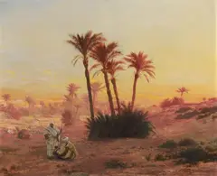 Otto Pilny, DESERT LANDSCAPE AT DUSK, Oil on canvas